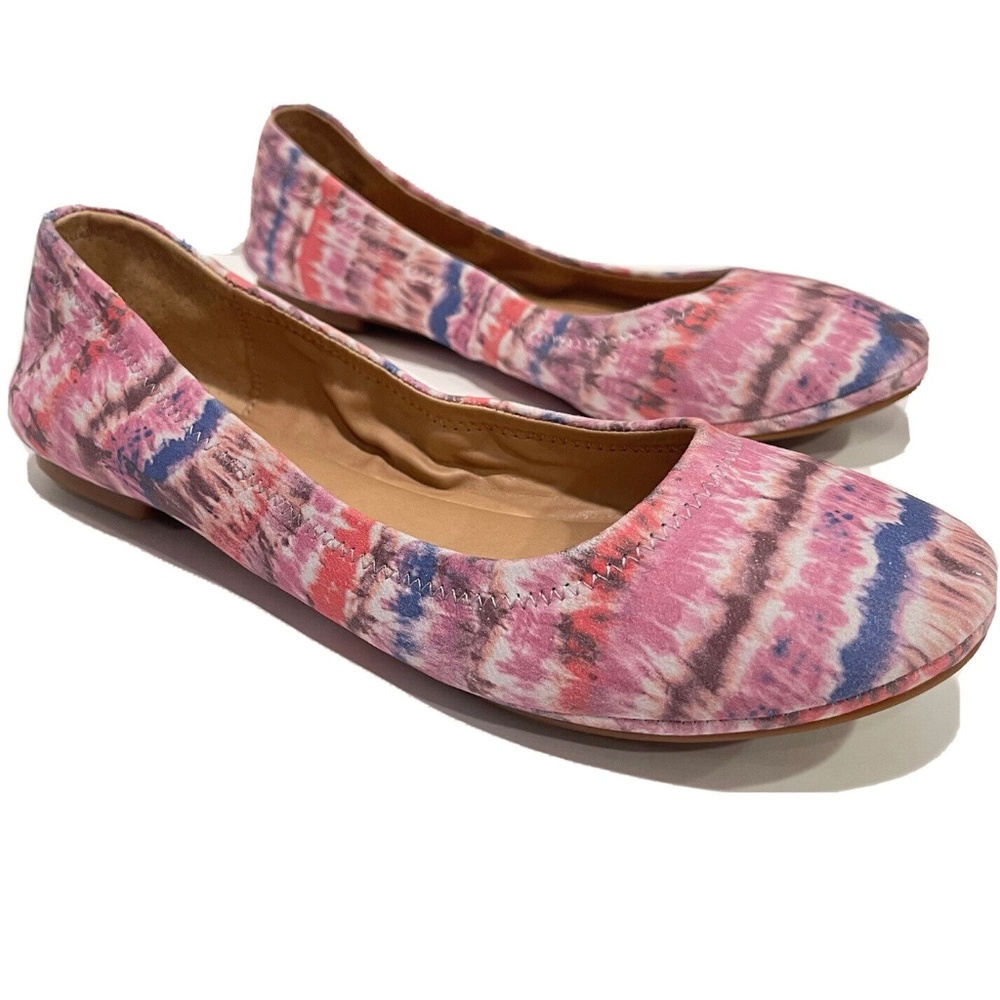 Lucky Brand Women's Emmie Ballet Flats Tie Dye Pink Slip On Casual Shoe Size 7.5